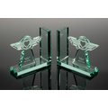 Jade Glass Bookends w/ Custom Pattern Cut (6"x6"x2")